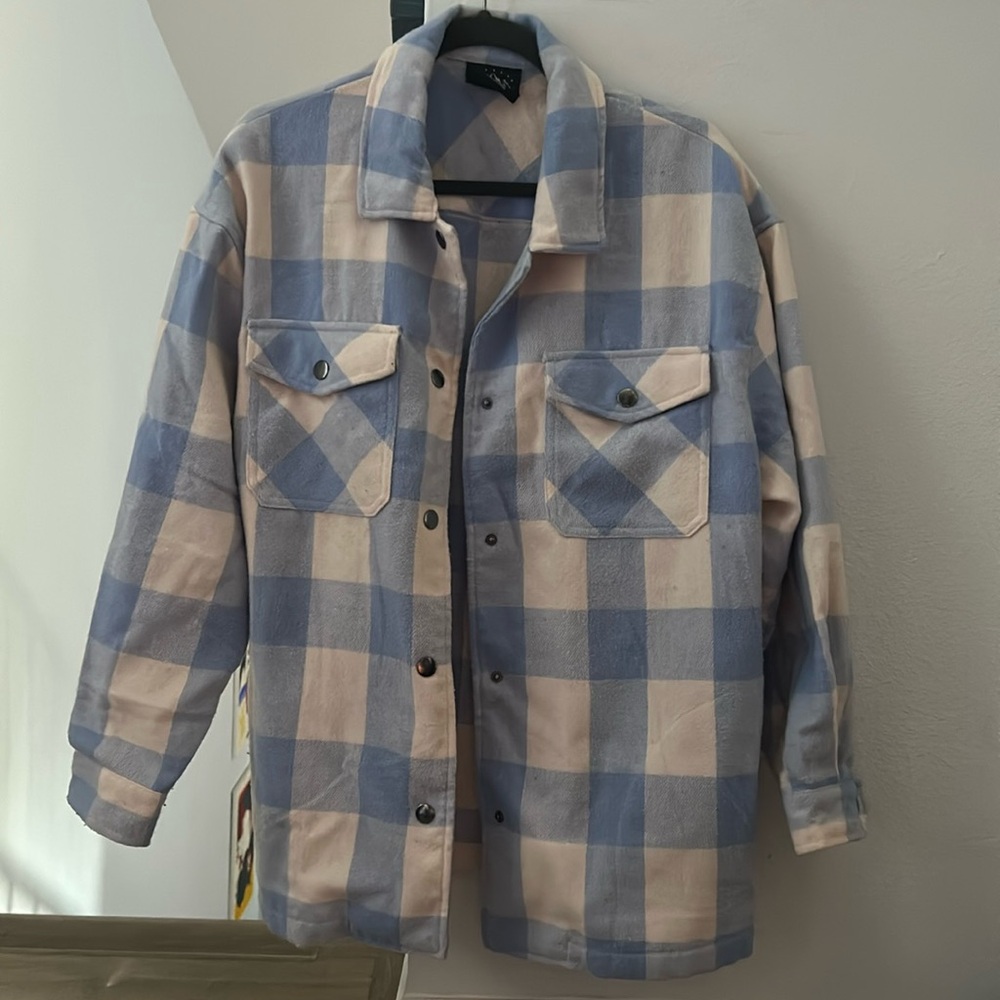 blue plaid jacket
